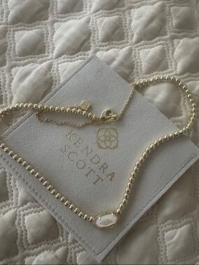 Kendra Scott Gold Necklace with White Stone Charm